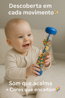 Brinquedo Montessori Chocalho Chuva de Cores – Bastão Sensorial Musical para Bebês