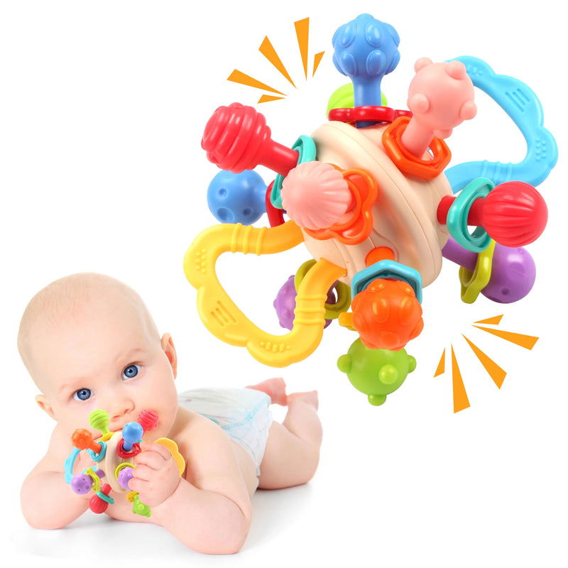 Bola Sensorial de Silicone para Bebê – Mordedor, Chocalho e Brinquedo de Estimulação 0 a 12 meses