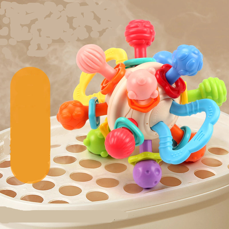 Bola Sensorial de Silicone para Bebê – Mordedor, Chocalho e Brinquedo de Estimulação 0 a 12 meses
