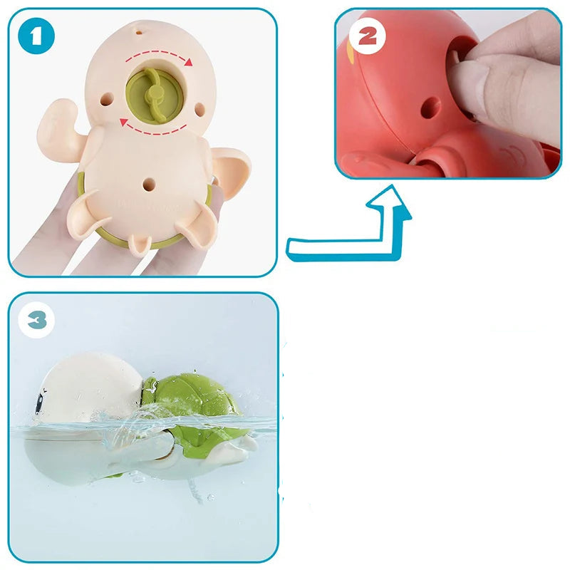 Brinquedo de Banho Infantil a Corda – Baleia, Tartaruga e Peixinho | Relógio Aquático Divertido