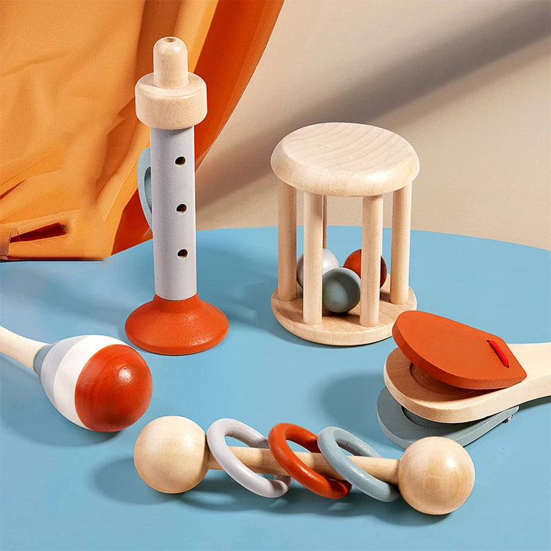 Kit 5 Instrumentos Musicais para Bebês – Brinquedos Sensoriais Educativos Montessori
